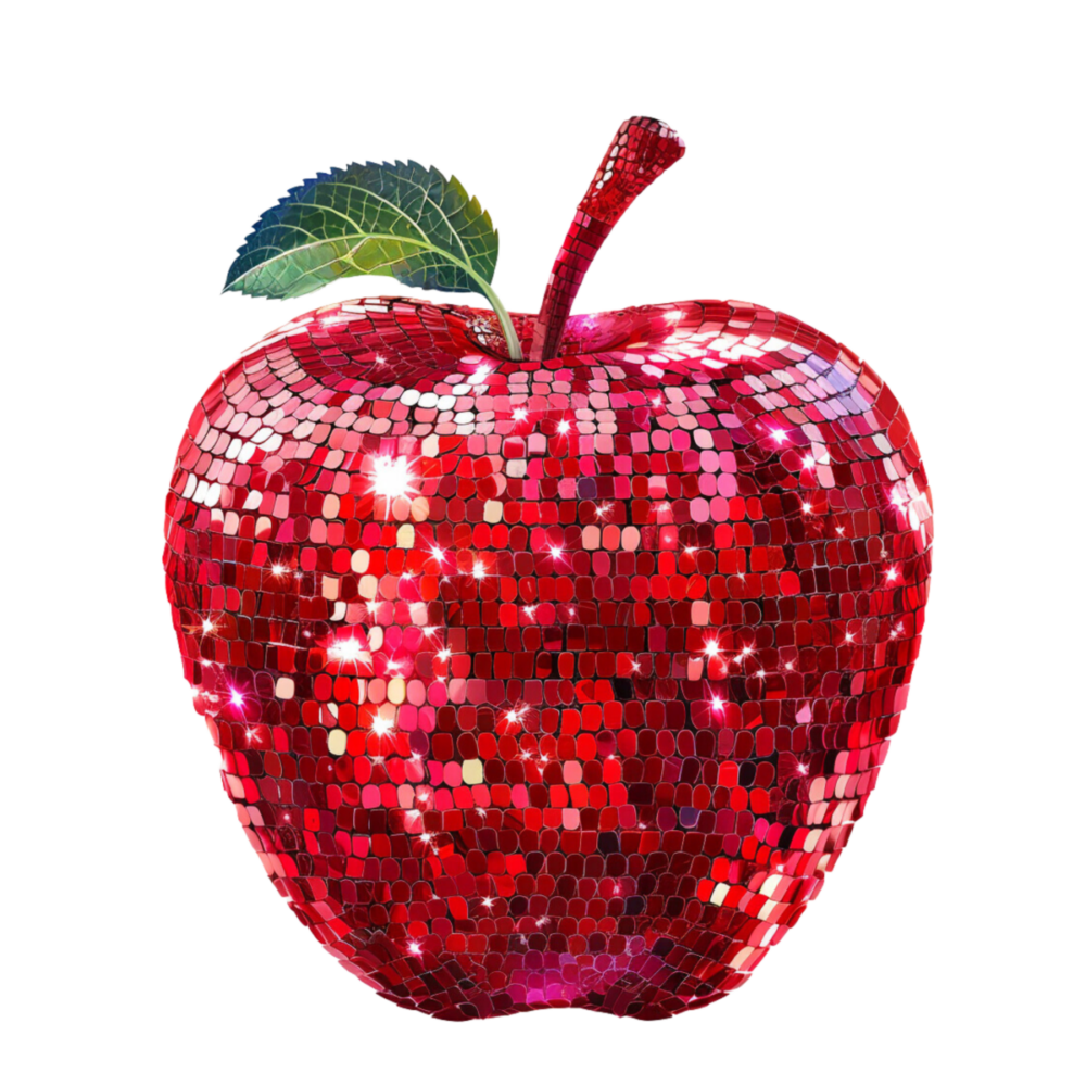 DTF FAUX GLITTER RED APPLE